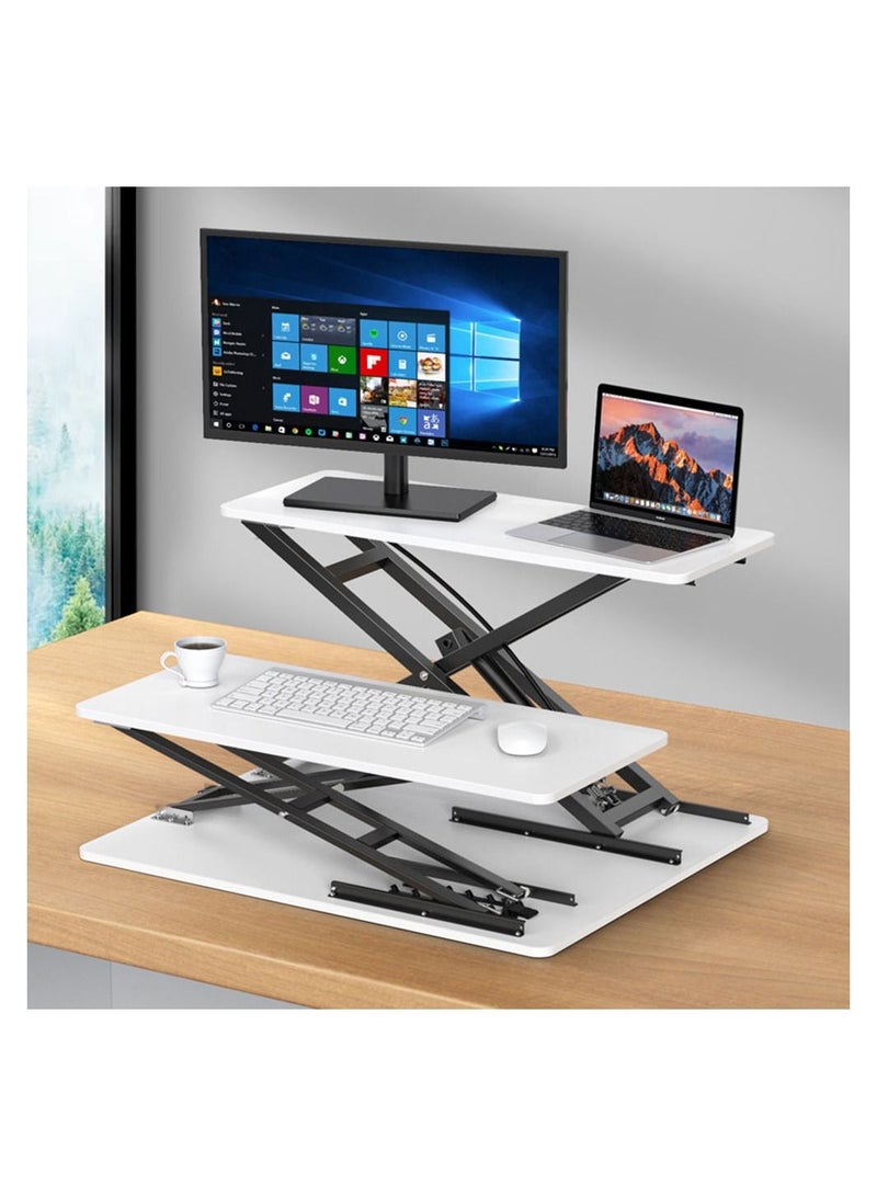 Cool Baby COOLBABY Dual Desktop Standing Office Desk Workstation Standing Desk Standing Desk Converter 22.4"Height Adjustable - Image 2