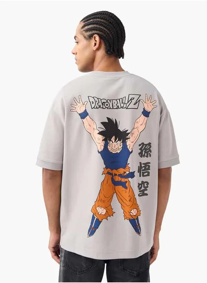 SP Characters Dragon Ball Z Print Crew Neck T-shirt with Short Sleeves