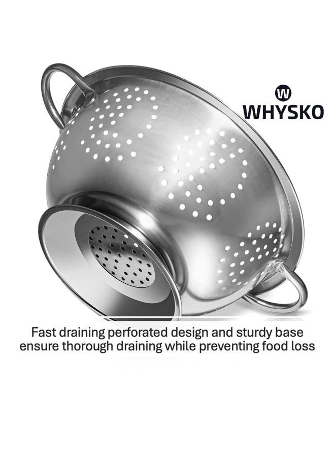 Whysko 3 Pack Stainless Steel Colanders with Handles - 5 Qt, 3 Qt, 1 Qt - Durable Colander for Kitchen Strainers and Colanders Set - Ideal Metal Colander for Pasta, Vegetables, Food Prep - Image 3