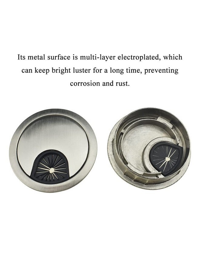 HAHIYO 2Pcs 2Inch/50mm Brushed Silver Zinc Alloy Desk Grommet Wire Grommet Cable Management Cord Hole Cover Desk Wire Hole Insert Wire Organizer for Computer Office Home School Equipment Systems - Image 5
