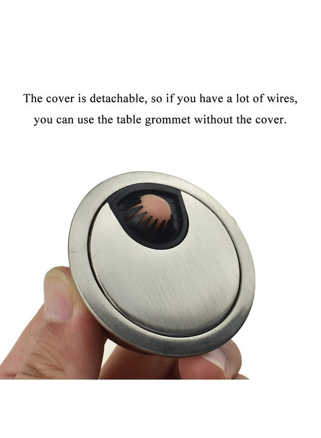 HAHIYO 2Pcs 2Inch/50mm Brushed Silver Zinc Alloy Desk Grommet Wire Grommet Cable Management Cord Hole Cover Desk Wire Hole Insert Wire Organizer for Computer Office Home School Equipment Systems - Image 4