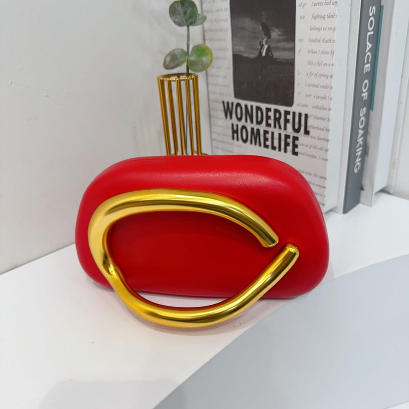Acrylic Round Box Clutch Evening Bag with Metal Handle - Image 5