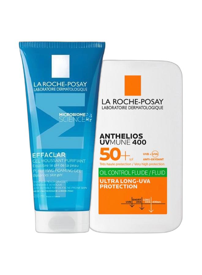LA ROCHE-POSAY Effaclar Gel Moussant Purifiant 200ml + Anthelios Uvmune 400 Oil Control Invisible Fluid Sunscreen Spf 50+  - Image 1