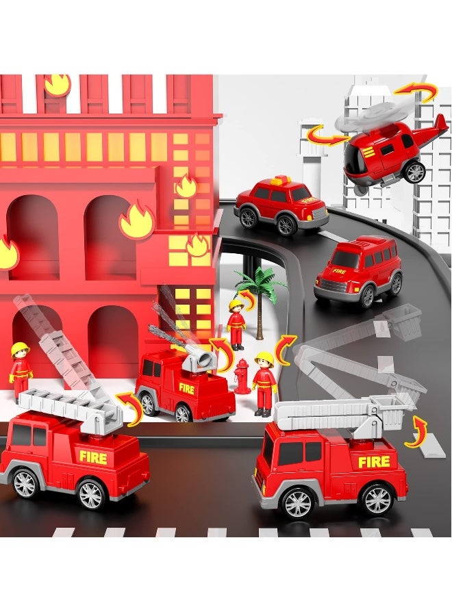 Fire Toys for 3 4 5 6 Years Old Boys Girls - 7 in 1 Carrier Truck Transport for Toddlers 1-3, Friction Power Vehicles for Kids 3-5, Birthday Gifts for Boys u0026 Girls 3-5 Years Old - Image 4