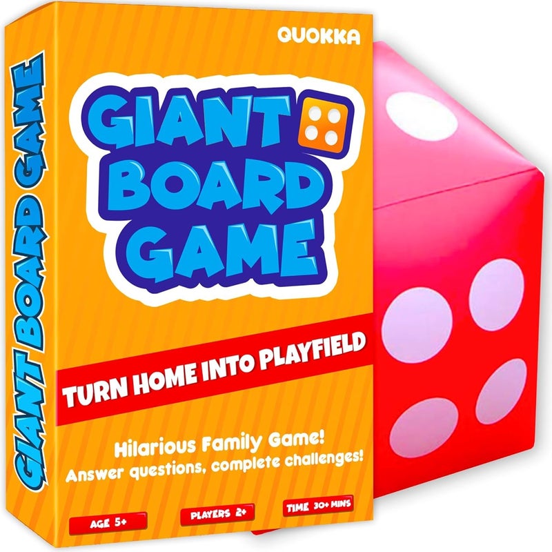 QUOKKA Giant Board Games for 6 8 Year Olds - Fun Family Game for Kids & Adults with Jumbo Dice - Play Indoor & Outdoor | 250 Challenges | Quick Set Up - Card Trivia Game for Teens Ages 7 10 - Image 1