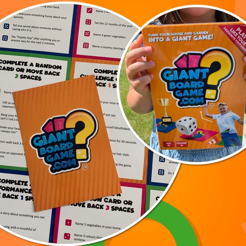 QUOKKA Giant Board Games for 6 8 Year Olds - Fun Family Game for Kids & Adults with Jumbo Dice - Play Indoor & Outdoor | 250 Challenges | Quick Set Up - Card Trivia Game for Teens Ages 7 10 - Image 3
