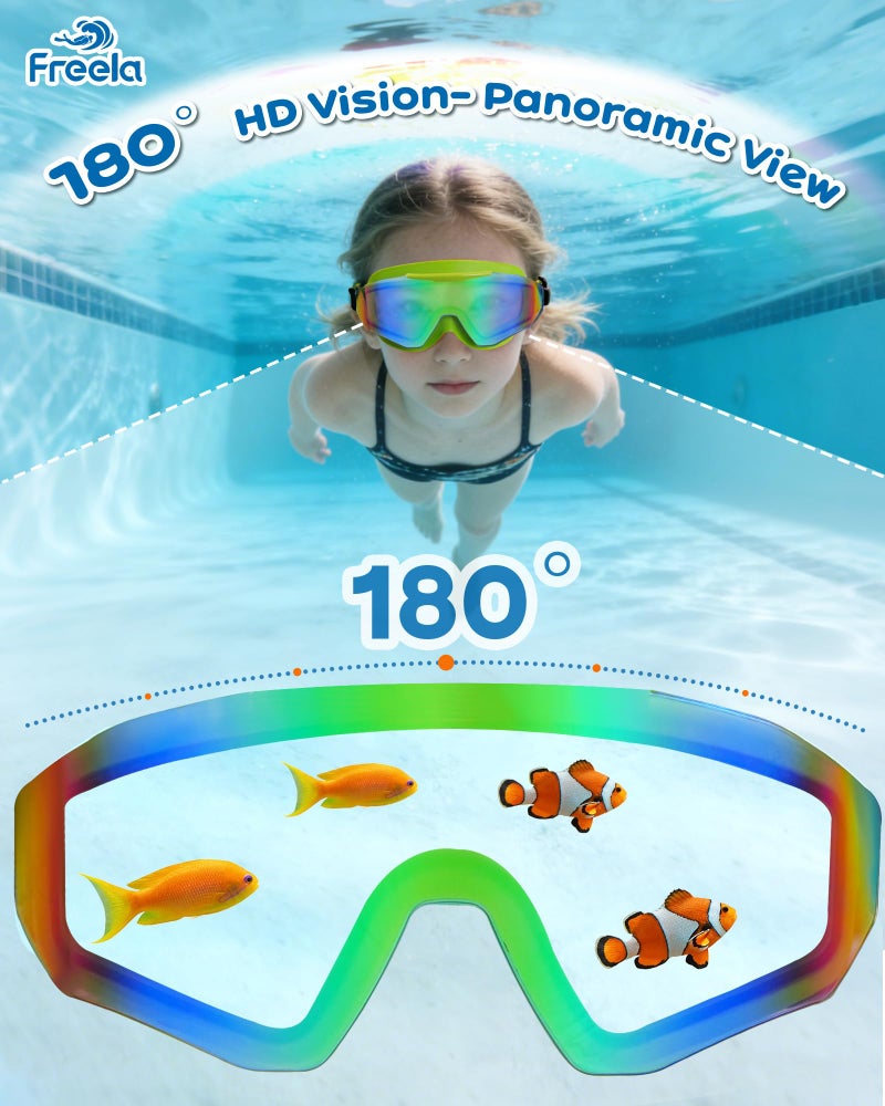 Freela 2 Pack Kids Swim Goggles for 6-14 8-12 8-14 4-7, Water Pool Swimming Goggles Anti-Fog 180Â° Wide View UV Protection, Soft Silicone Layer Waterproof No Leak Glasses for Teens Youth Boys Girls - Image 4