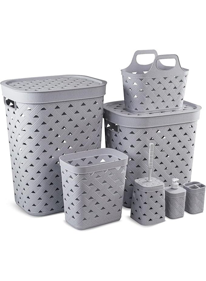 Aksa Leather Set 7 Pieces Grey - Image 1