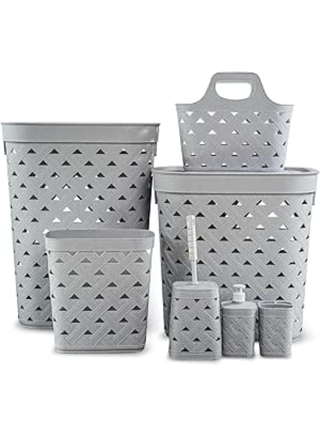 Aksa Leather Set 7 Pieces Grey - Image 2