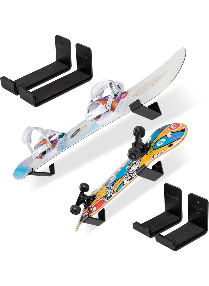 GoSports GoSports Universal Snowboard  Skateboard Wall Mount Display Racks  2 Pack Foam Padded Hangers  - Image 1