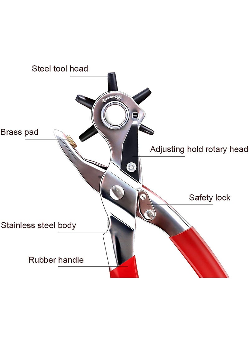 KANABEE KANAbee Revolving Leather Belt Hole Punch Plier with Multi Tool Manual Belts Puncher Maker Machine Device for Pliers and Straps  - Image 2
