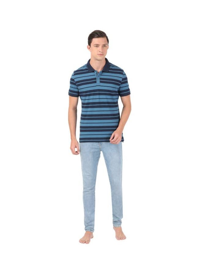 JOCKEY - Jockey US93 Men Super Combed Cotton Rich Striped Polo T Shirt - Image 1