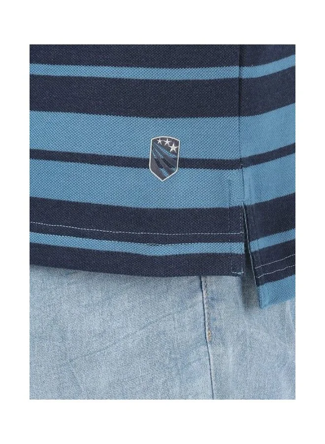Jockey Stellar & Navy Melange US93 Men Super Combed Cotton Rich Striped Polo T Shirt for Men | Best Price UAE