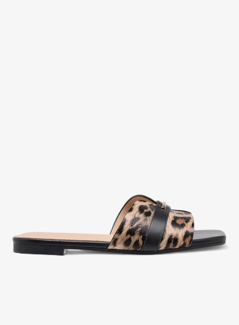 Flora Bella By Shoexpress Animal Print Slip-On Flat Sandals