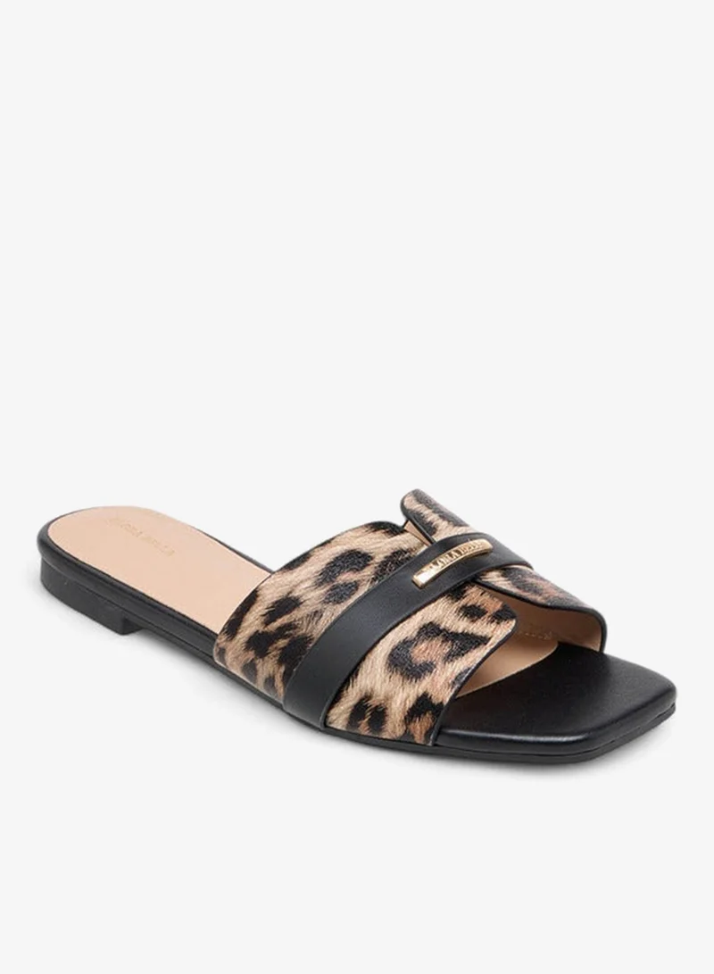 Flora Bella By Shoexpress Animal Print Slip-On Flat Sandals