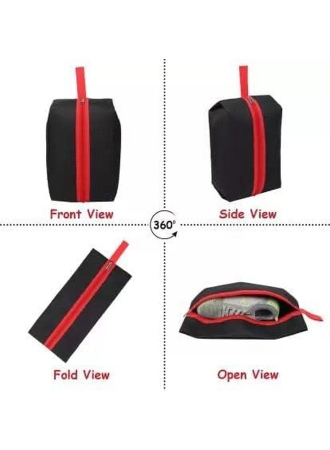 Agroha Shoe Pouch for Shoe Organizer in Travelling Shoe Cover for dustproof Packing Shoe Bag 40x13x18cm (Black & Red) Pack of 2 - Image 4