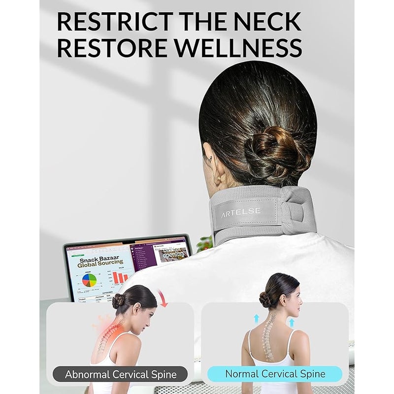 Artelse Ice Silk Neck Brace - Soft, Breathable Cervical Collar for Pain Relief & Posture Correction - Washabel Anti-Snoring Support for Comfortable Sleep - Ideal for Office Workers - Image 3