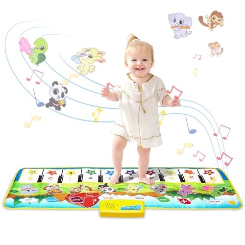 M SANMERSEN Piano Mat 395 X 14 Musical Mat Floor Piano Keyboard Mat 8 Instrument Sounds Piano Mat for Toddlers Touch Play Dancing Mat Toy for 1 2 3 Year Old Boy and Girl Gifts - Image 1