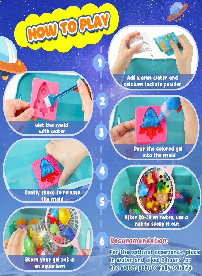 URMYWO Magic Water Elf Toy Kit, Water Pets Toys for Kids, Easter Basket Stuffers, Aqua Fairy Water Gel Kit Squishy Maker, 36 Gels & 24 Molds, DIY Dinosaur Easter Space Make Your Own Squishies Toys Gifts - Image 3