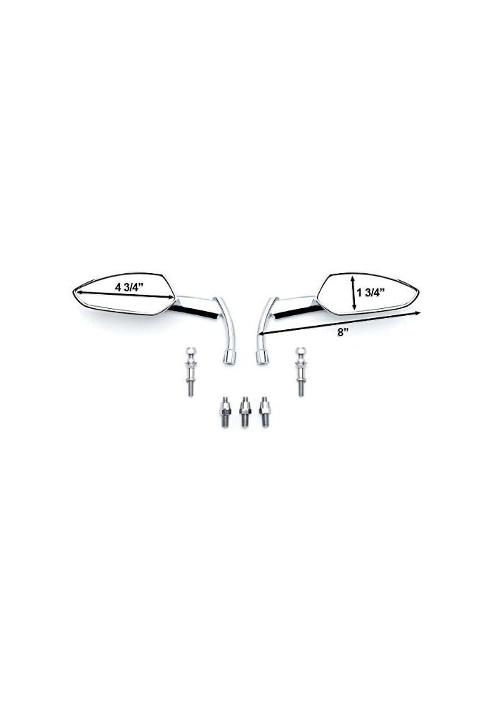 OKSTNO Chrome Grim Reaper Universal Custom Motorcycle Cruiser Mirrors - Free Adapters Rear View Mirrors Pair - Image 2