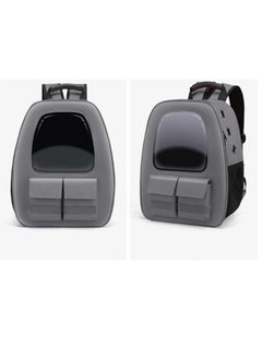 HAPPY PUSS Pet carrier backpack- breathable travel bag with adjustable shoulder straps, sturdy handles, side storage pockets and a padded back panel for small pets, cat and dog carrier. Grey color  - Image 4