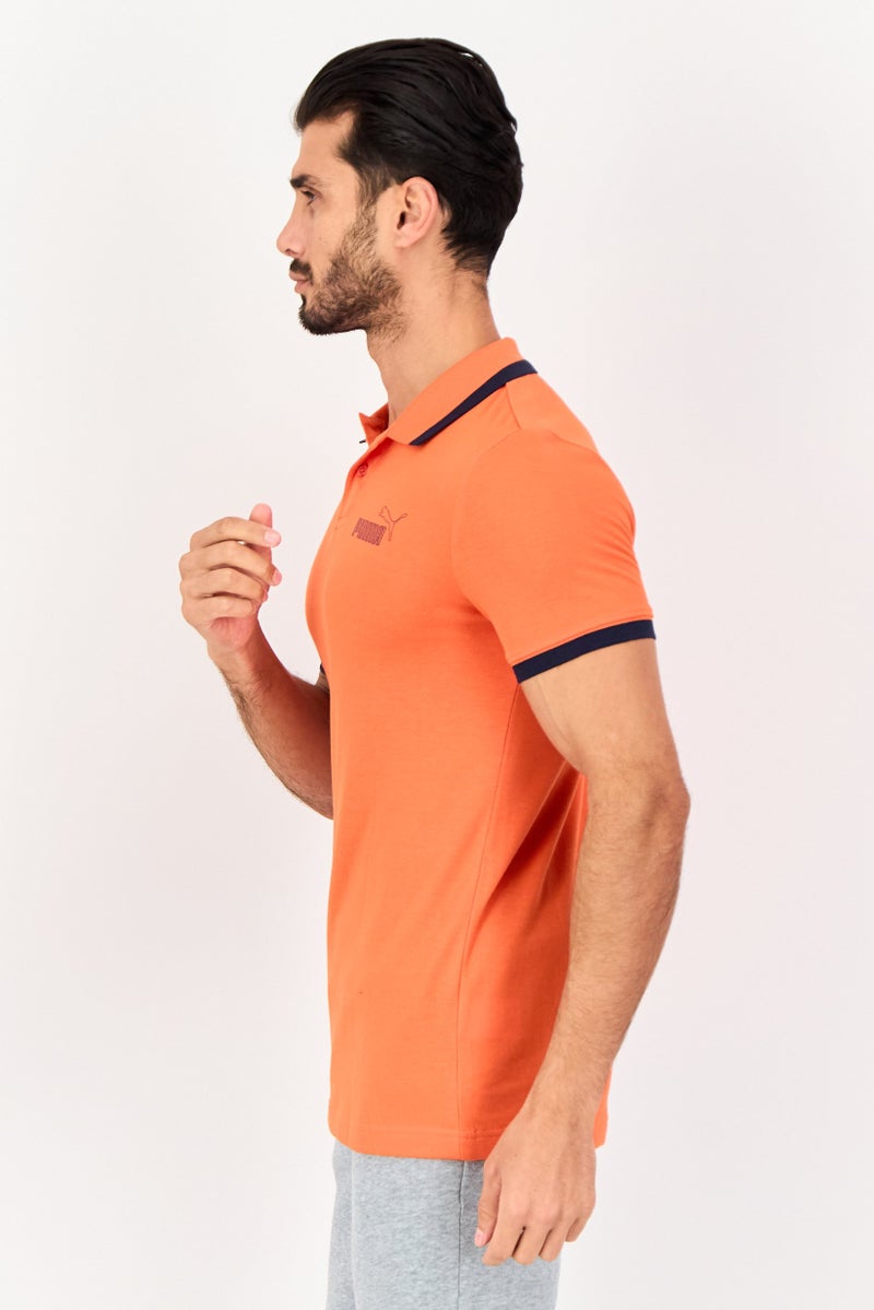 PUMA Men Slim Fit Brand Logo Short Sleeves Outdoor Polo Shirt, Orange - Image 2