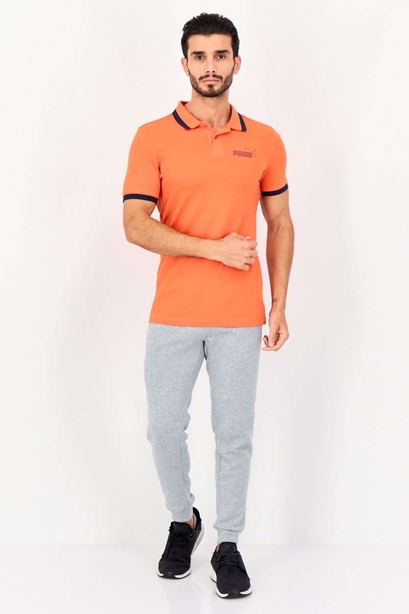 PUMA Men Slim Fit Brand Logo Short Sleeves Outdoor Polo Shirt, Orange - Image 3