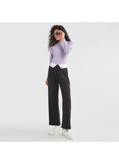 FAV Plain Wide Leg Pants with Pleat Detail and Pockets  - Image 2