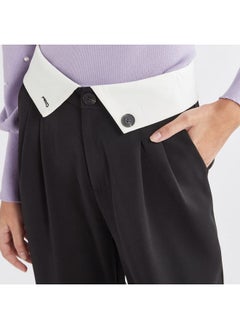FAV Plain Wide Leg Pants with Pleat Detail and Pockets  - Image 4