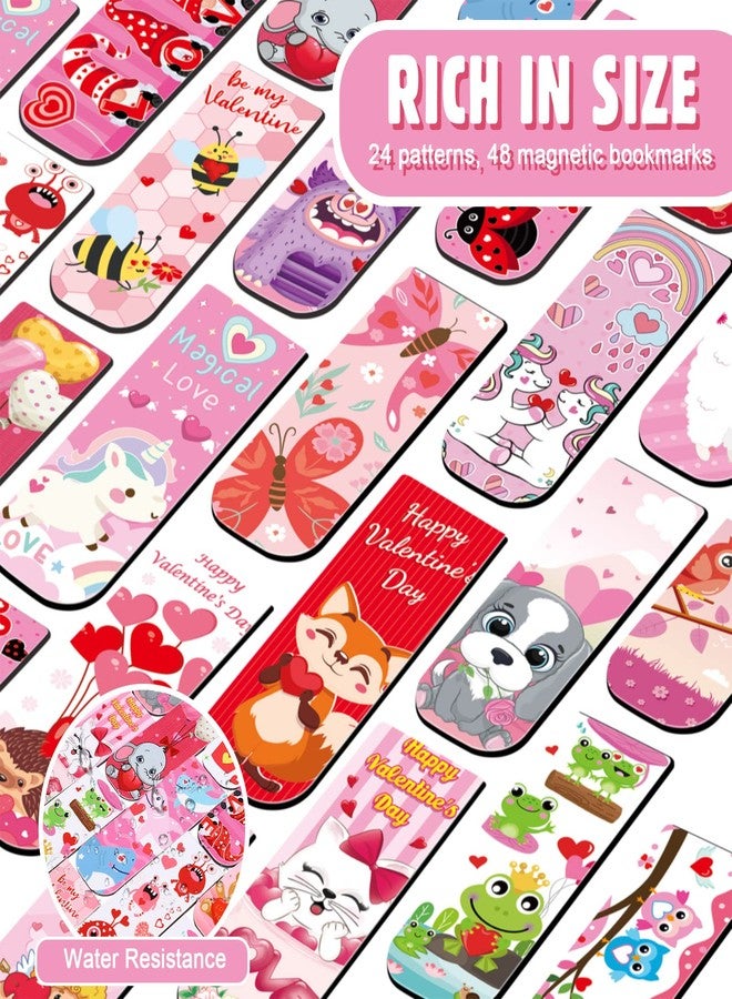Honoson 48 Pieces Valentine‘s Day Magnetic Bookmark Valentines Magnetic Page Markers Valentines Page Clips Bookmarks Happy Valentine‘s Day Gifts for Kids Classroom Supplies Party Favors, 24 Designs - Image 4