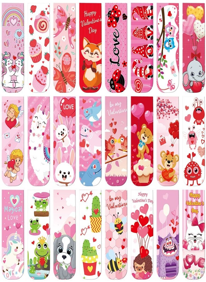 Honoson 48 Pieces Valentine‘s Day Magnetic Bookmark Valentines Magnetic Page Markers Valentines Page Clips Bookmarks Happy Valentine‘s Day Gifts for Kids Classroom Supplies Party Favors, 24 Designs - Image 1