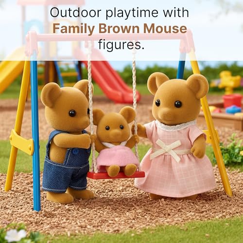 OLEOCA Family Brown Mouse Figures Set of 3 Collectible Flocked Mini Dolls with Removable Clothes Miniature Dollhouse Pretend Play Figures for Kids Ages 3 - Image 5