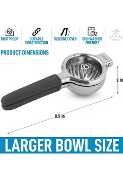 MIXDE Kitchen Lemon Squeezer Stainless Steel with Premium Quality Heavy Duty Solid Metal Squeezer Bowl - Large Manual Citrus Press Juicer and Lime Squeezer Stainless Steel (Black)  - Image 3