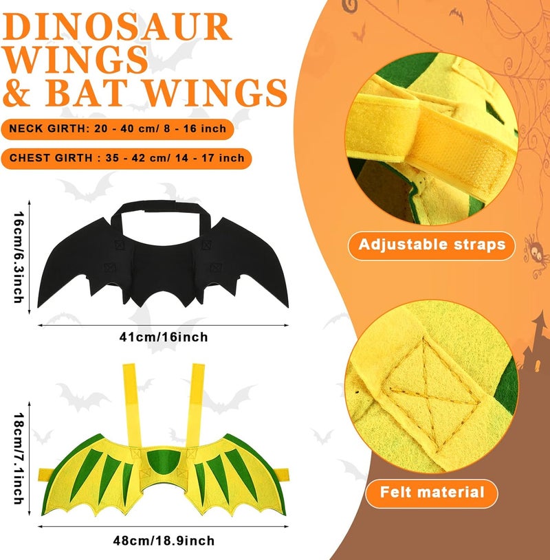 Reginary 6 Pieces Halloween Cat Pet Costume Dogs Kitten Outfits Witch Devil Vampire Bat Cloak Wings Dragon Wing Devil Hat Clothes Kitten Small Puppy Outfit for Halloween Party Pet Cosplay Witch - Image 3