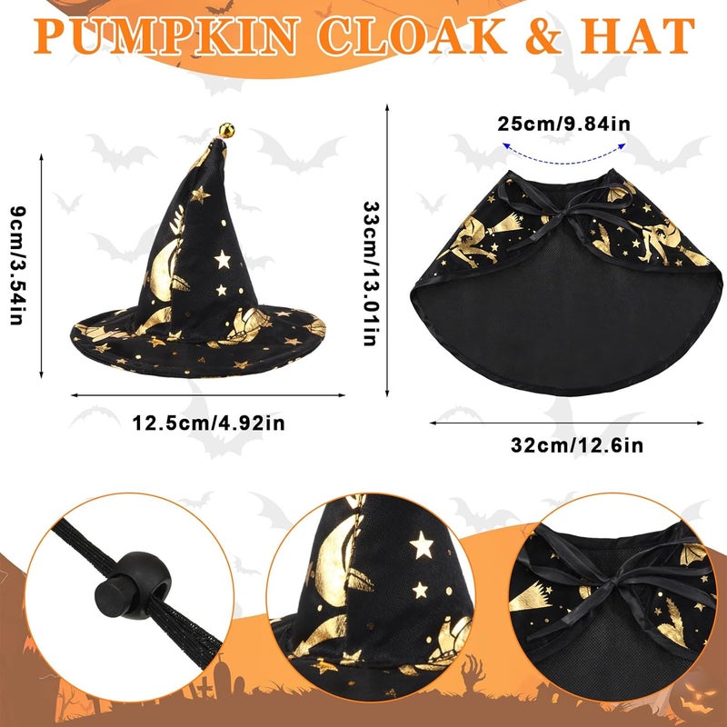 Reginary 6 Pieces Halloween Cat Pet Costume Dogs Kitten Outfits Witch Devil Vampire Bat Cloak Wings Dragon Wing Devil Hat Clothes Kitten Small Puppy Outfit for Halloween Party Pet Cosplay Witch - Image 4