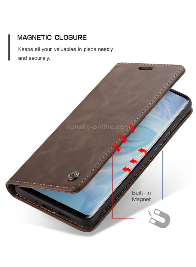 CaseMe Huawei P30 Pro Case Wallet, for Huawei P30 Pro Wallet Case Book Folding Flip Folio Case with Magnetic Kickstand Card Slots Protective Cover - Coffee - Image 4