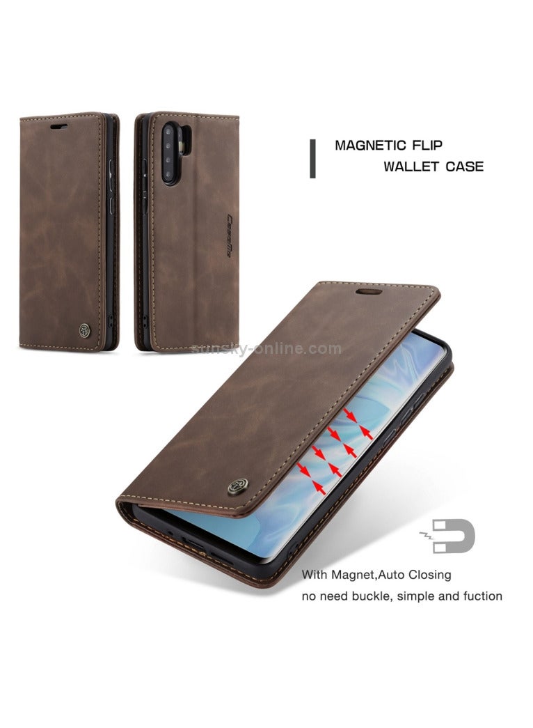 CaseMe Huawei P30 Pro Case Wallet, for Huawei P30 Pro Wallet Case Book Folding Flip Folio Case with Magnetic Kickstand Card Slots Protective Cover - Coffee - Image 3