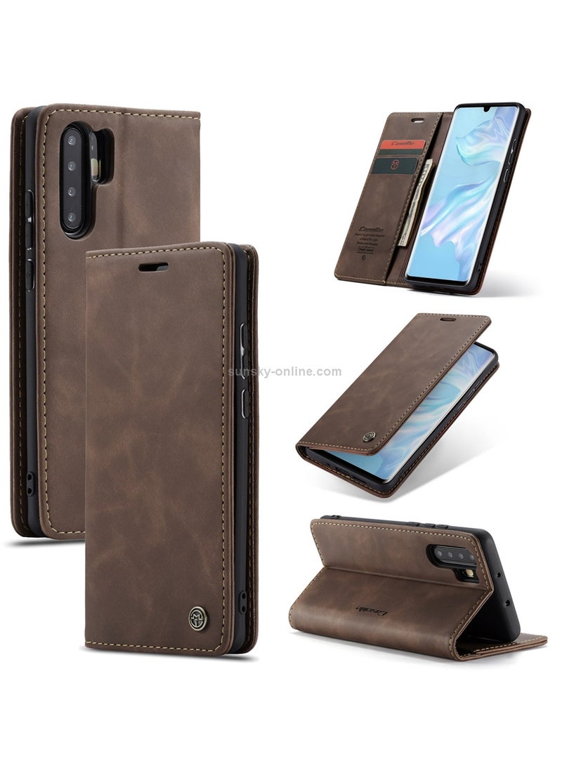 CaseMe Huawei P30 Pro Case Wallet, for Huawei P30 Pro Wallet Case Book Folding Flip Folio Case with Magnetic Kickstand Card Slots Protective Cover - Coffee - Image 1