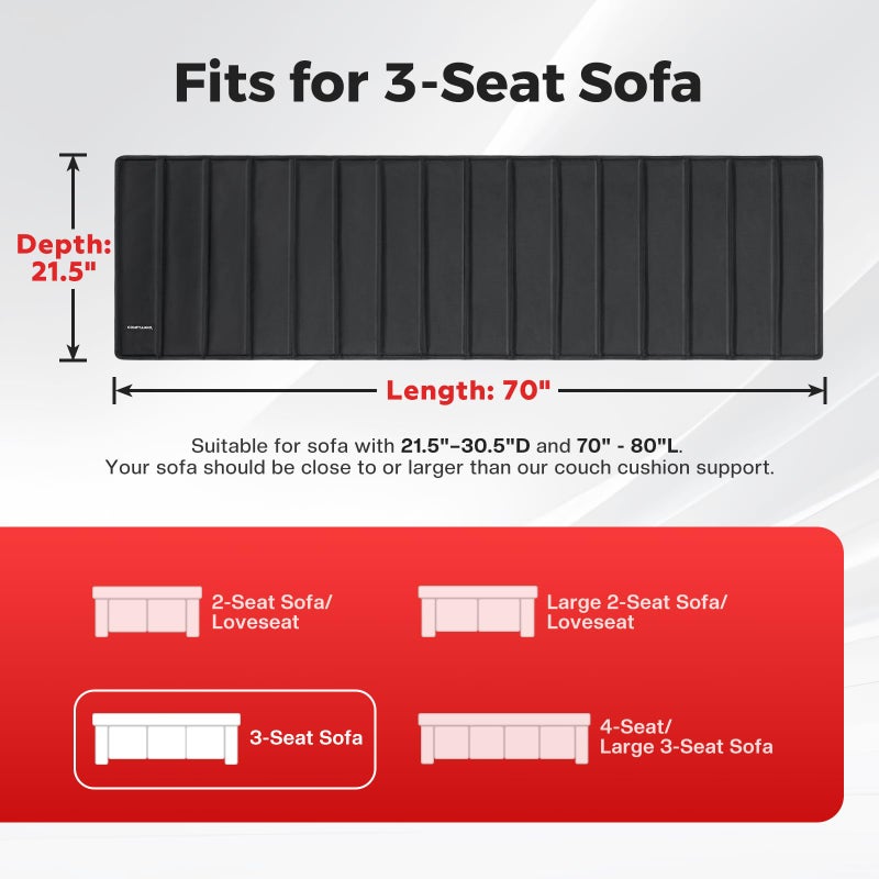 Comfyanno Couch Cushion Support Board, Repairs Sagging 3-Seat Sofa, Ready to Use, 21.5" x 70", Heavy-Duty Solid Wood Board, Safe Corner, Sinking Couch & Sofa Fix Saver - Image 5