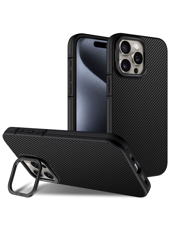 S-TOP Case For iPhone 14 Pro Carbon Fiber Texture Lens Holder TPU Phone Case - Image 1