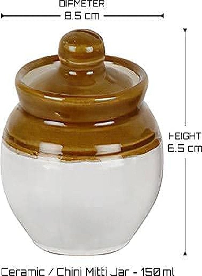 SHRIYAM CRAFT Ceramic Classic Pickle Stoneware Jar with Lid in Mustard Contemporary (Small, Set of 6) lota Shape 250ML - Image 5