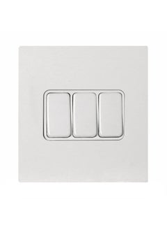 Donmarco 3 Gang 2 Way Switch – Rocker Button – Stainless Steel Panel, Modern & Durable, Fire-Resistant Electric Switch, 3 Year Warranty, Wall Switch for Home and Office (Matt White)  - Image 1