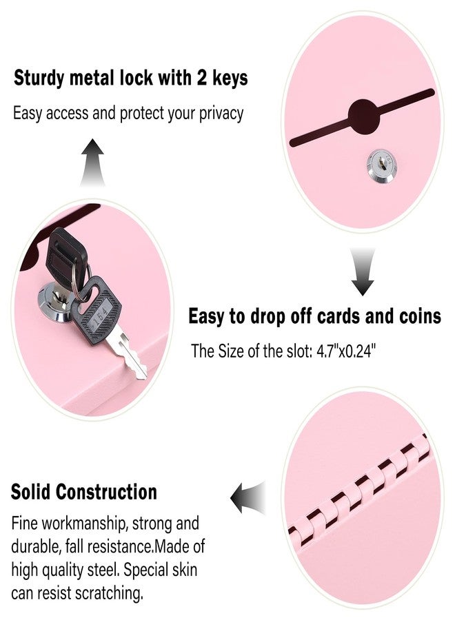 xydled صندوق اقتراحات من xydled مزود بقفل مفتاح، صندوق تبرعات معدني قابل للقفل، صندوق تعليقات ودعاء بفتحة، مناسب للمكاتب، وجمع التبرعات، والكنائس، والمدارس، والمنازل، لون وردي، 8.7 × 7.1 × 5.9 بوصة - Image 4