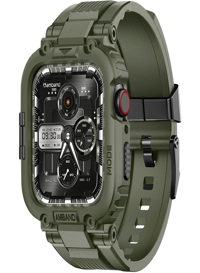 amBand for iWatch Series 11/10 46mm Band Case Men, M1 Sport Tactical Shockproof Wristband for Apple Watch 46 mm, Perfect for Fitness/Outdoor Enthusiasts Military Fans Fashion Seekers - Army Green - Image 1