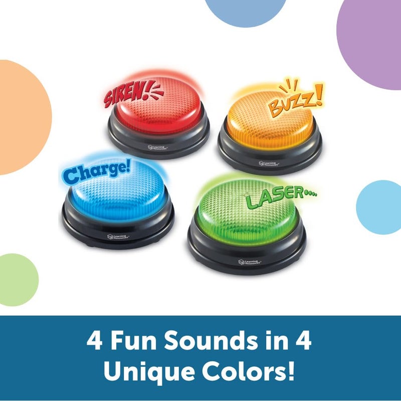 Learning Resources Lights and Sounds Buzzers,Set of 4, Ages 3+, Game Show and Classroom Buzzers, Family Game Night, Game Show Buzzers, Classroom Accessories - Image 4