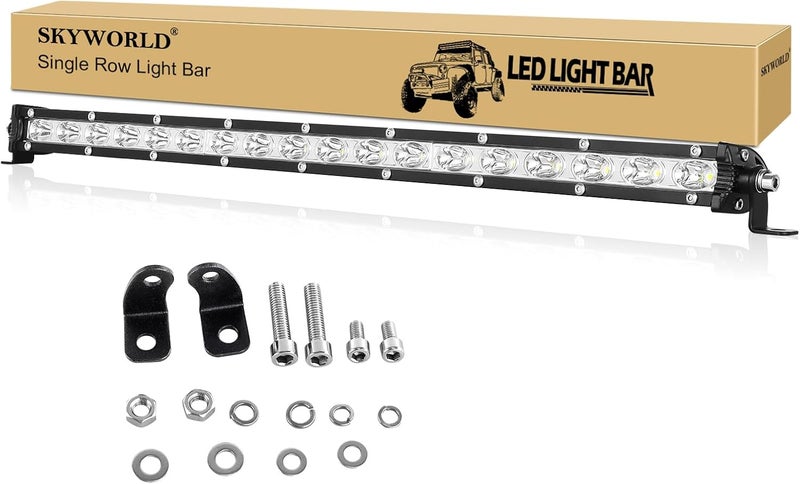 SKYWORLD 20 Inch 90W Single Row LED Light Bar - Off Road Driving Lights for ATV, SUV, UTV, Truck - Image 1