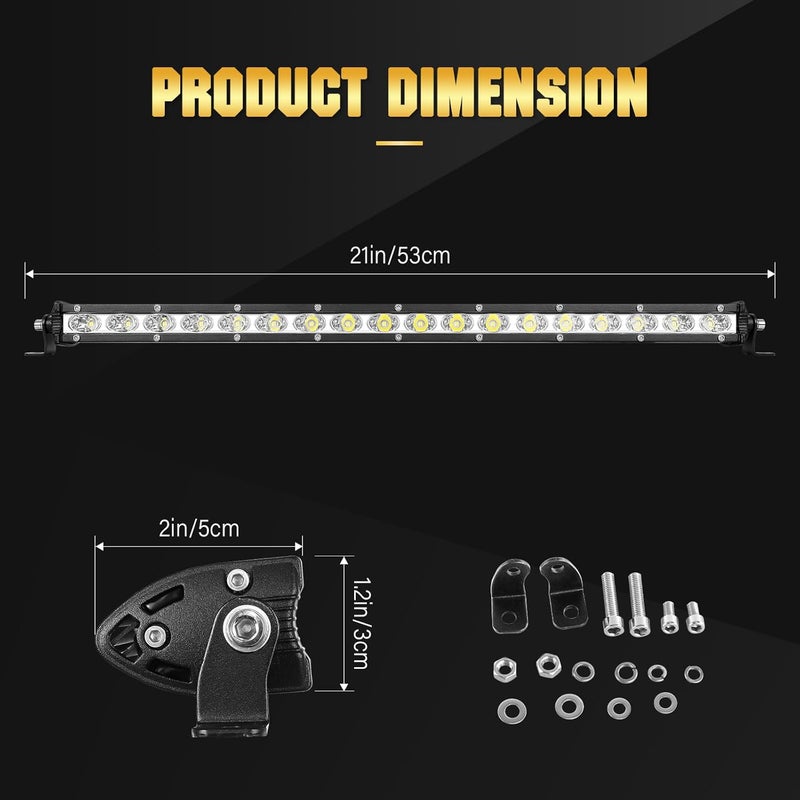 SKYWORLD 20 Inch 90W Single Row LED Light Bar - Off Road Driving Lights for ATV, SUV, UTV, Truck - Image 2