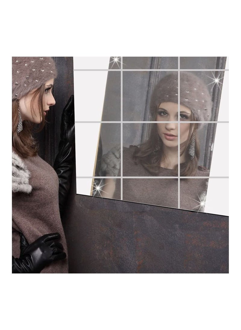 Cool Baby COOLBABY 16Pcs Square Mirror Tile Wall Stickers 3D Decal Mosaic Diy Home Room Decoration  - Image 3
