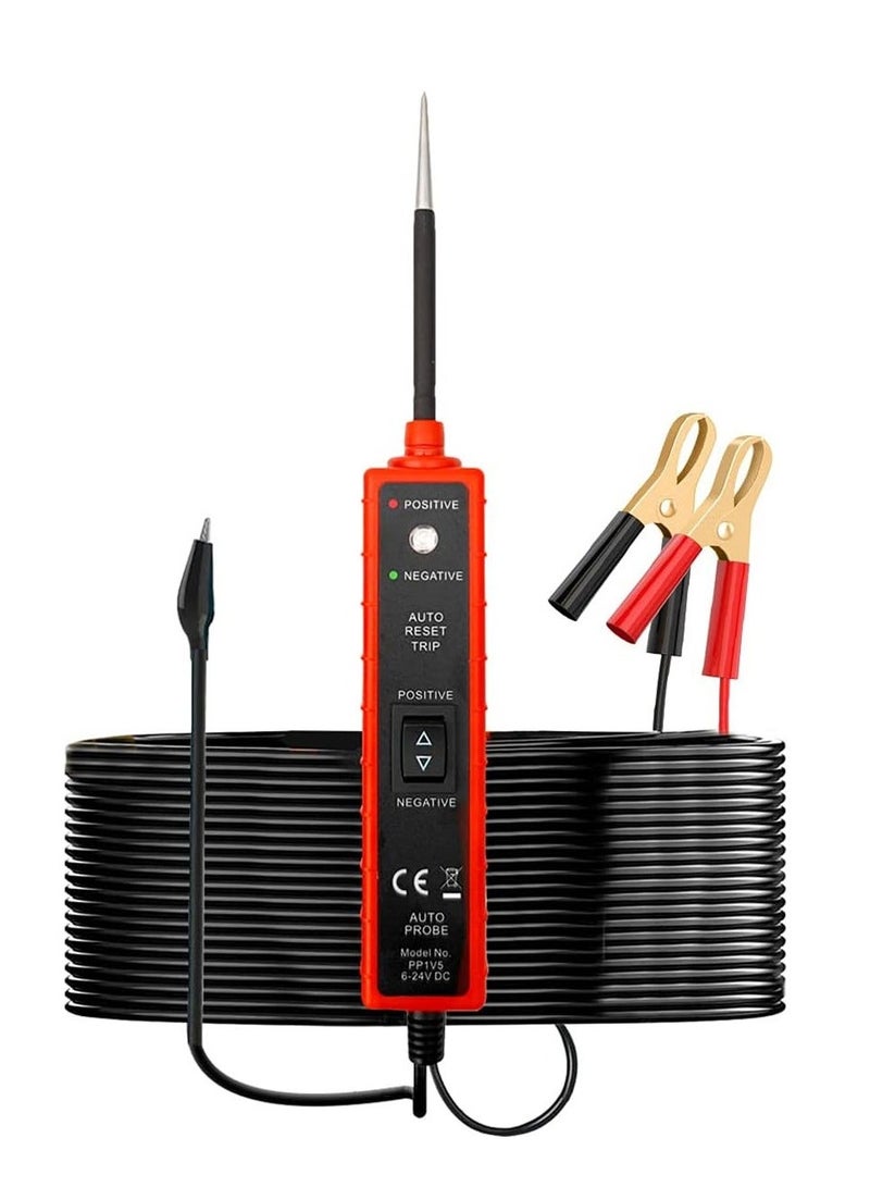 Automotive Circuit Tester Test Light Automotive with 4M Test Lead 6V 12V 24V DC Led Light Tester Fuse Tester Circuit Tester Auto 12V Electrical System Tools for Car Truck Marine Motorcycle SUV Boat - Image 1