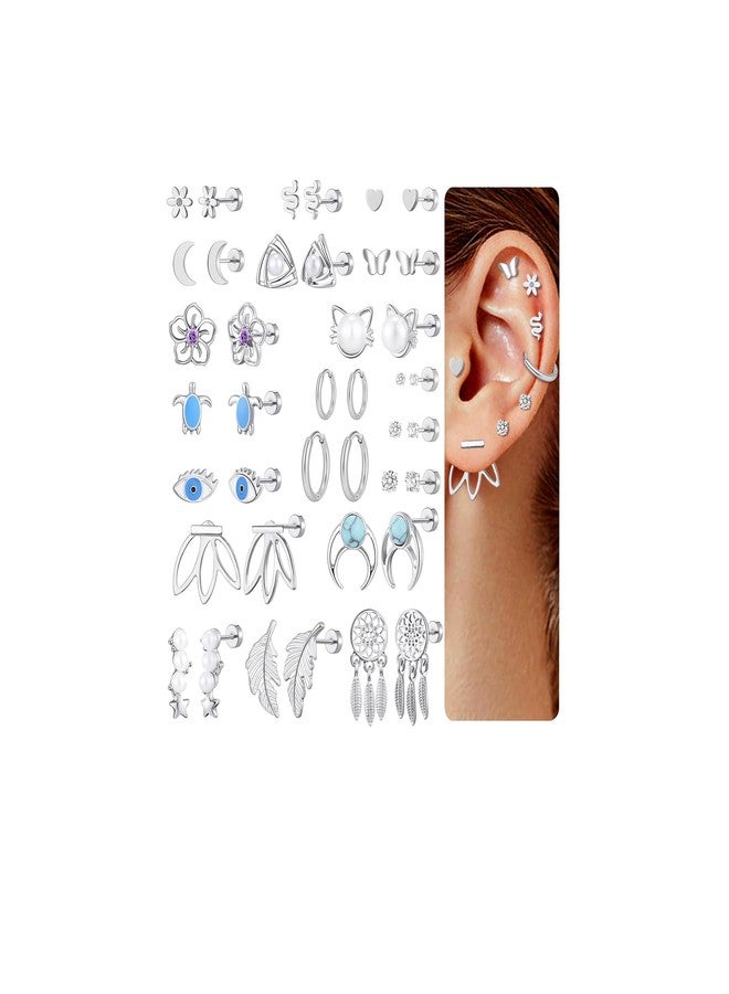 TAMHOO 20 Pairs Flat Back Earrings for Women and Teen Girls - Gold Plated Screwback Earring with Diverse Designs, Perfect for Multiple Piercings and Everyday Wear (Style A) - Image 1
